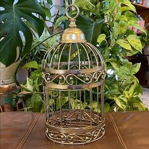 Vintage Elegant Gold Metal Decorative Birdcage